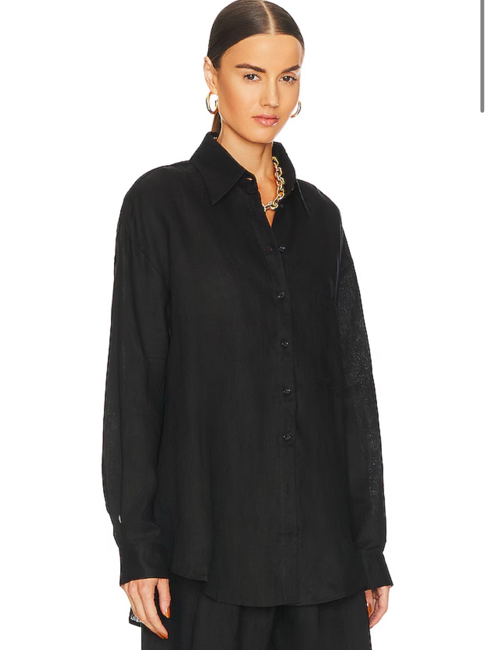 AEXAE  Linen Woven Shirt in Black